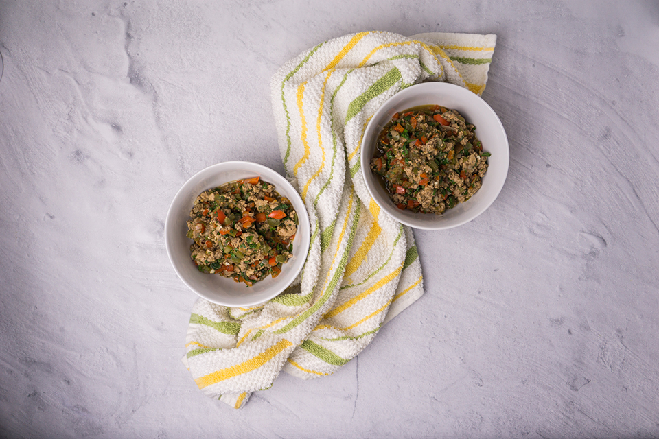 two bowls of turkey chill fry