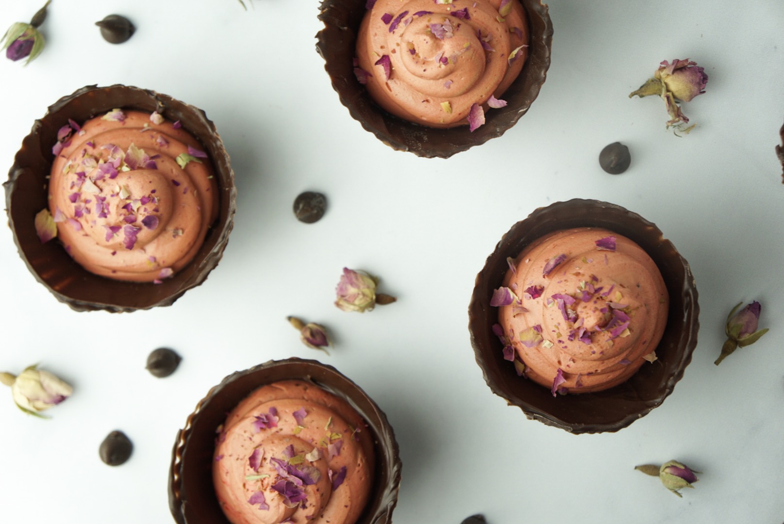 Pomegranate Mousse Chocolate Cups