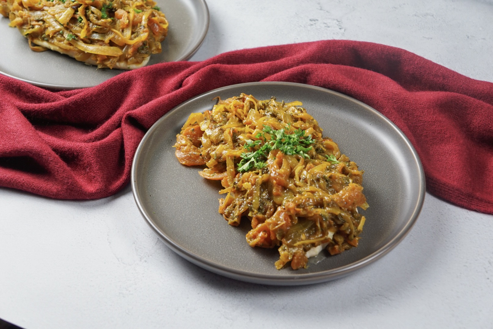 Whitefish With Curried Onion Topping